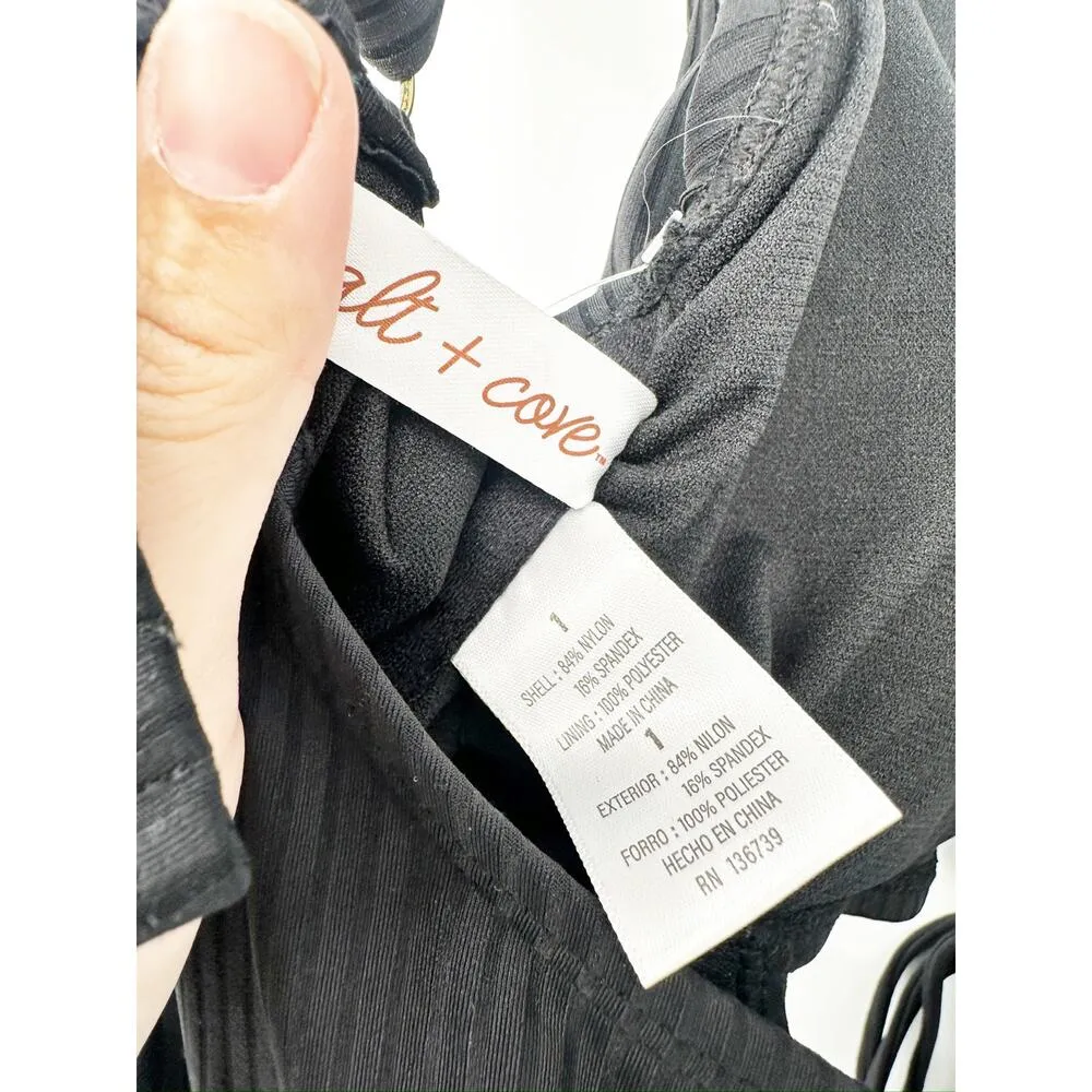 Salt + Cove Black Plus Size Leopard Love Cutout Ruched One - Image 4