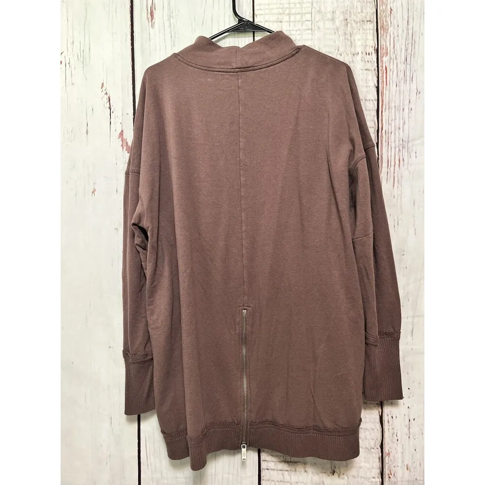 Free People Movement Zipper Back Oversized Mock Neck Pocket Sweater Size Medium - Image 7