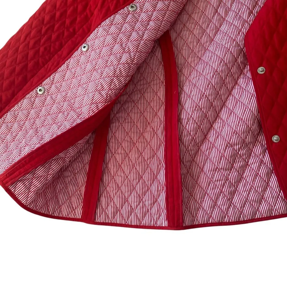 women's size 16 red snap front long sleeve collared quilt jacket - Image 9