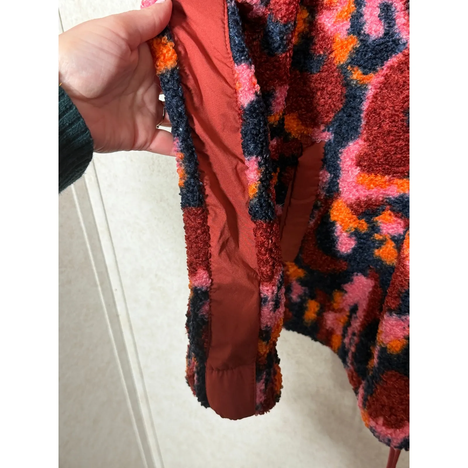 SAGE COLLECTIVE Faux Shearling Pullover Jacket 1/4 Zip Size Large Activewear Red - Image 5