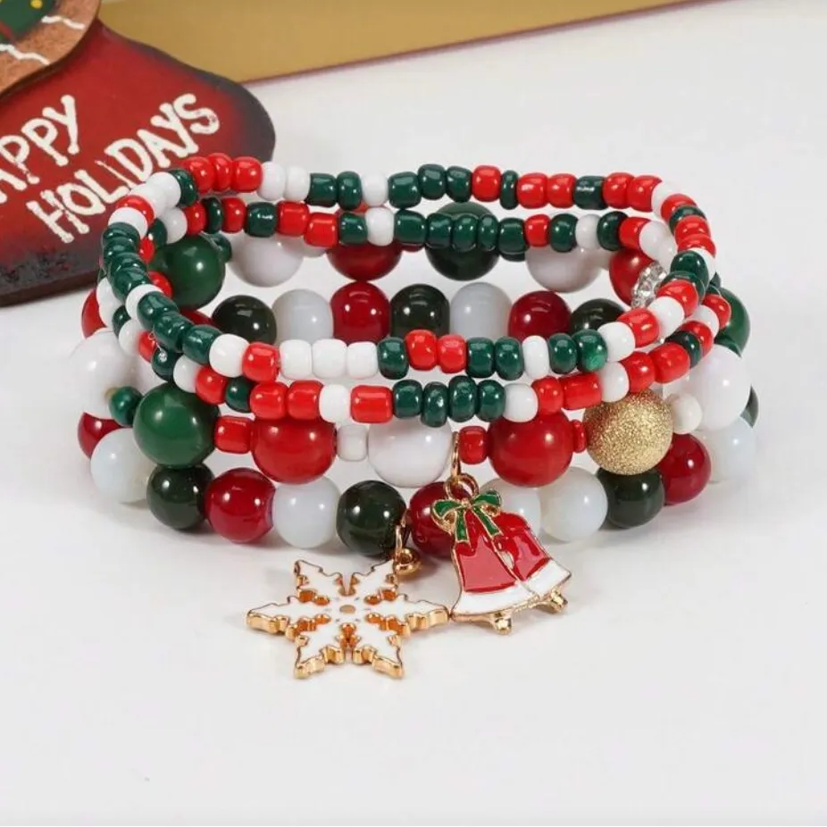 🎄🎄🎄BOGOHO 🎄🎄🎄Festive Beaded Charm Bracelet Set - Image 4