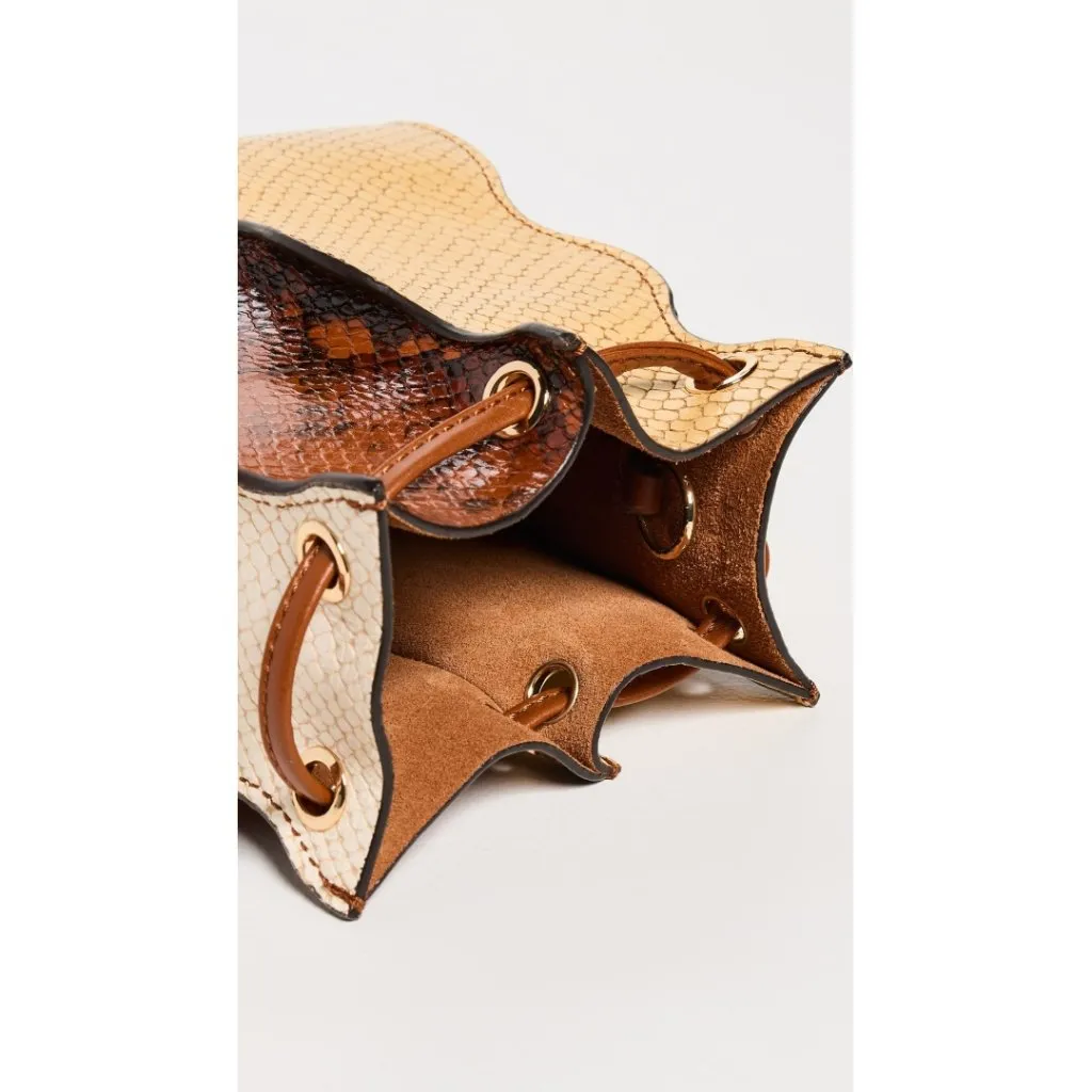 NWT Ulla Johnson Adria Pleated Wave Snake-Embossed Leather Pochette Handbag - Image 4