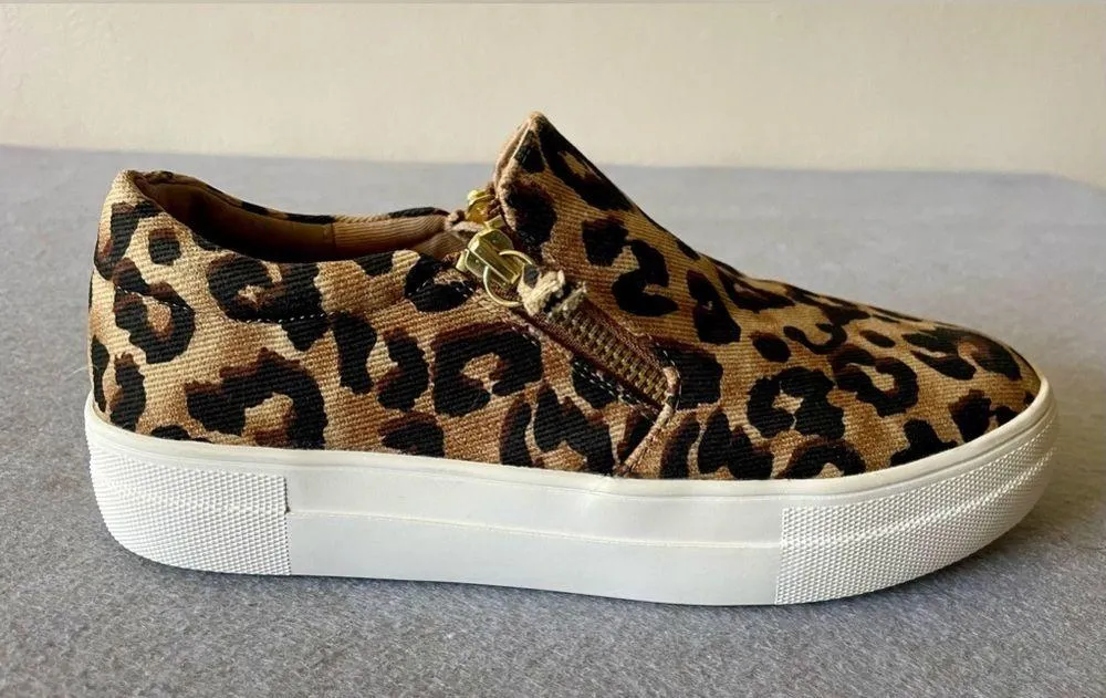Steve Madden Women’s Glaammar Canvas Leopard Print Dual Zipper Sneakers Size 6.5 - Image 6