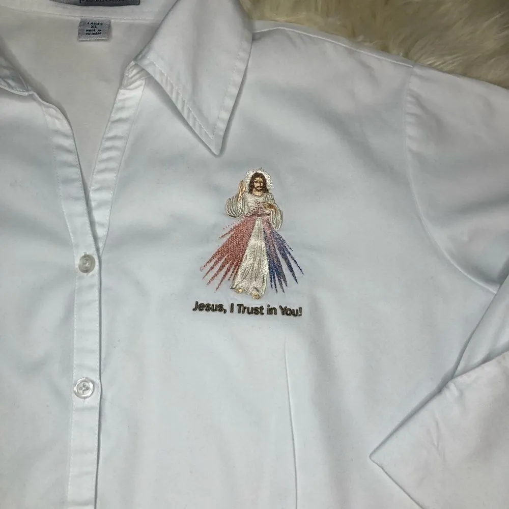 Port Authority  white 3/4 sleeve button down XL - Image 2