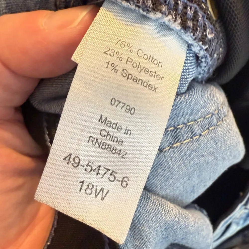 Woman Within Distressed Skinny Jeans Size 18W 28” Inseam Light Wash - Image 6