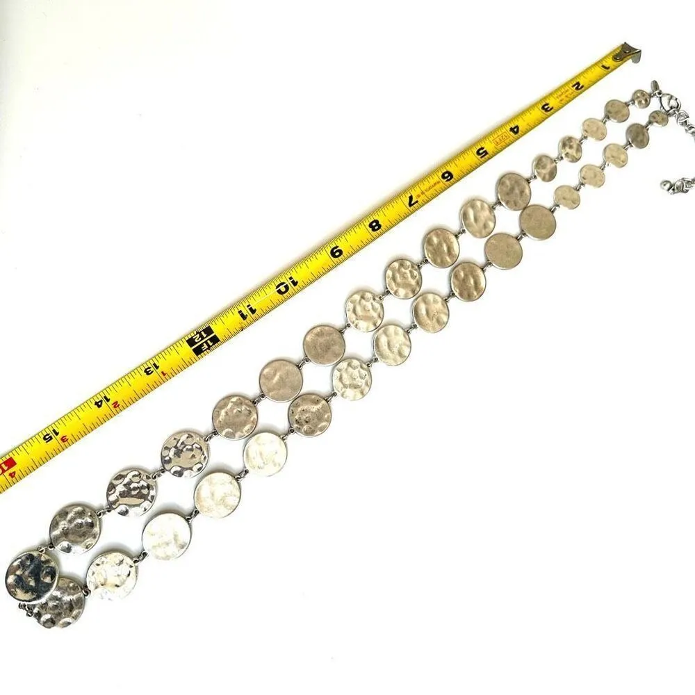 Chico’s Silver Tone Chain textured disc necklace - Image 8