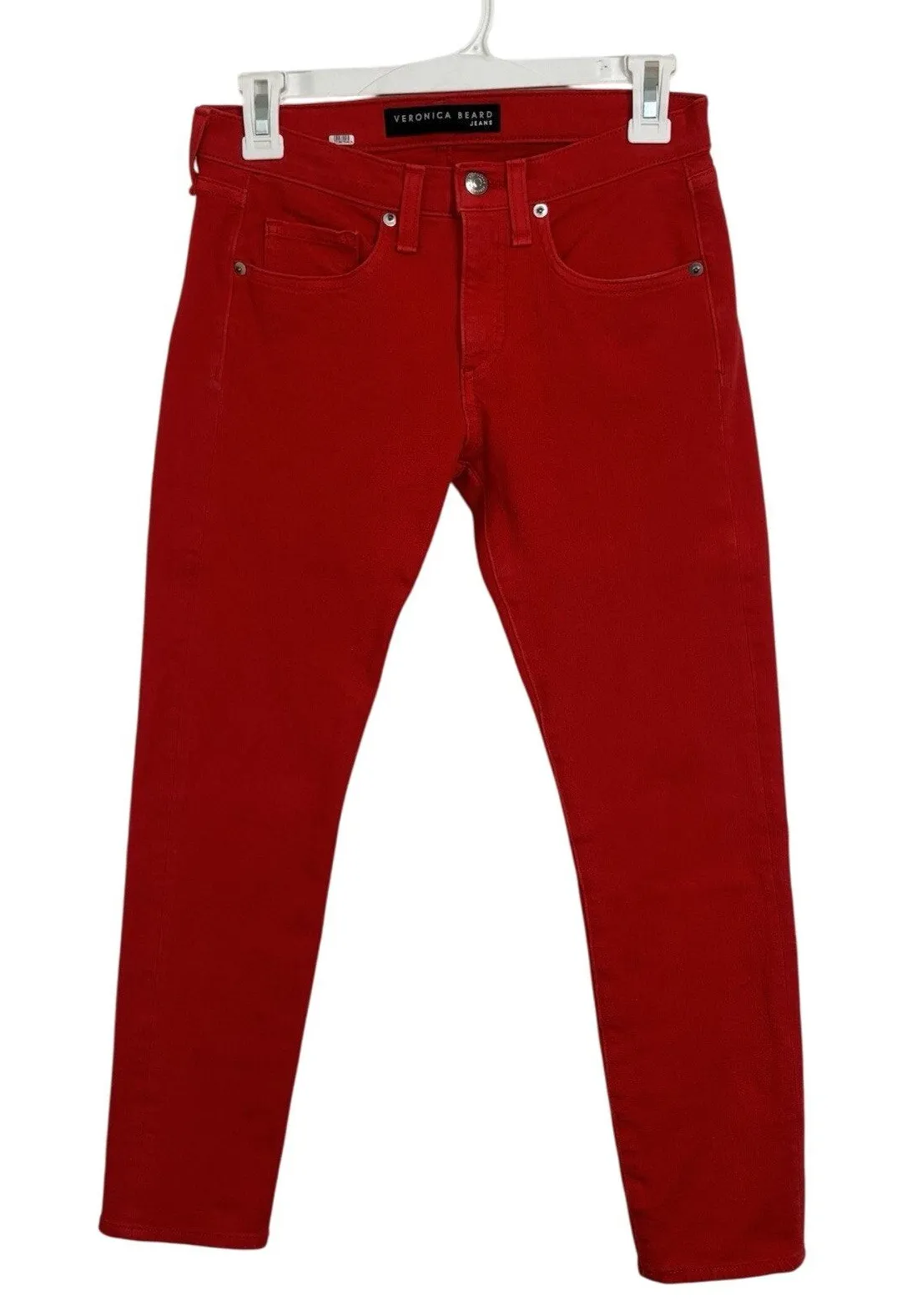 Veronica Beard Jeans Red Brooke 8.5” Crop Denim Pants Size 25 Valentine's Day - Image 1