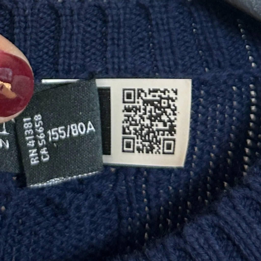 Lauren Ralph Lauren Cable-Knit Cotton Cardigan Sweater in Navy Size X-Small - Image 4