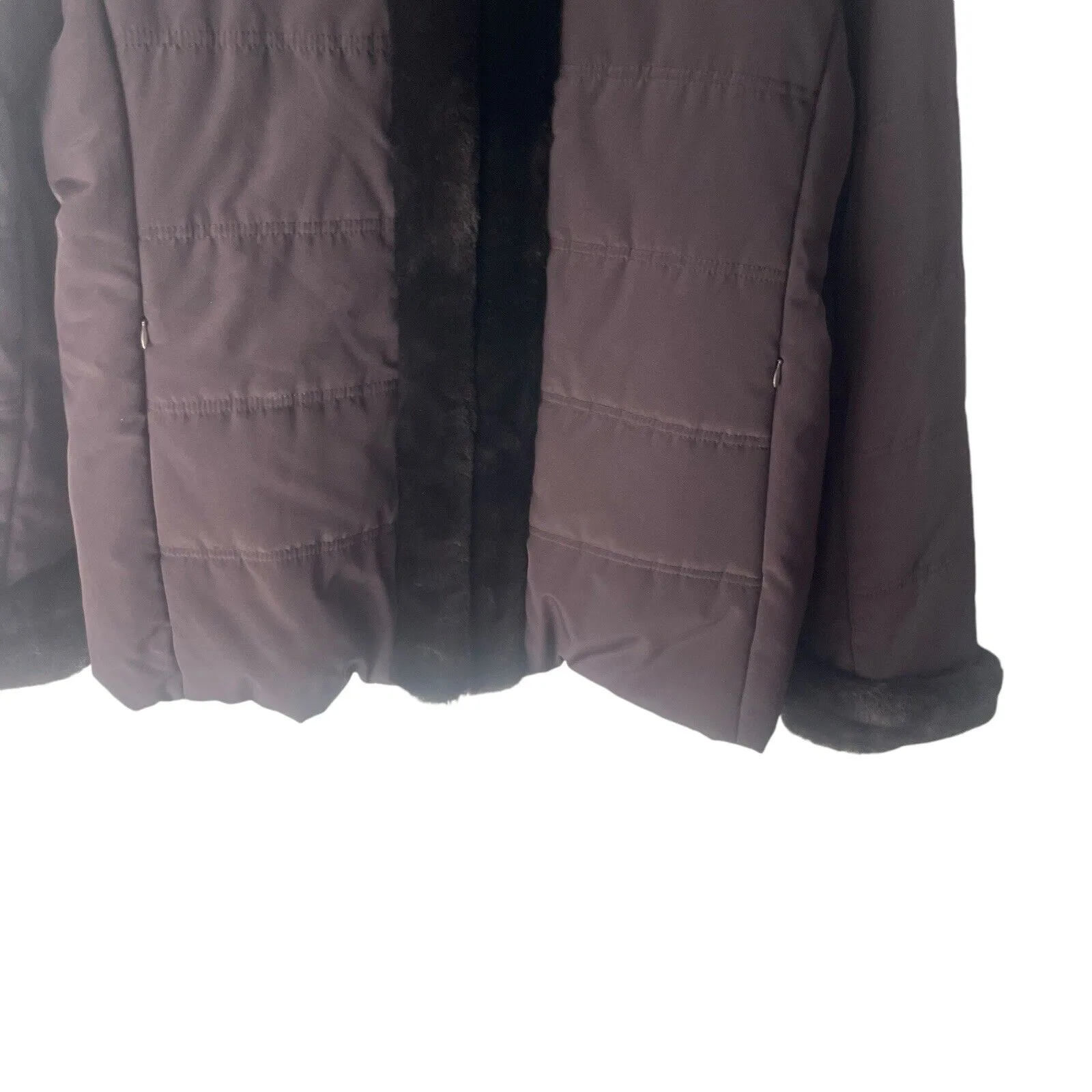 Jones New York Size‎ XL Chocolate Brown Faux Fur Lined Winter Coat - Image 3