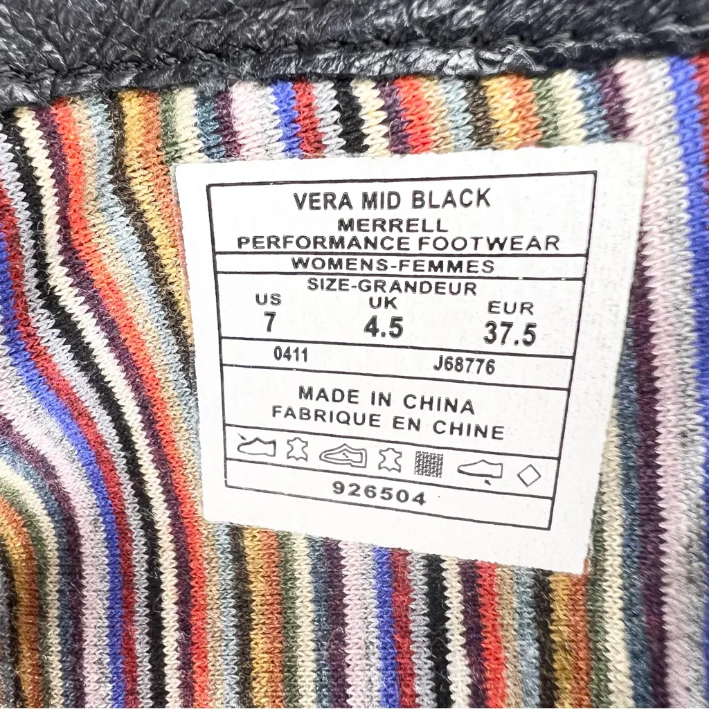 Merrell Mid-Calf Vera Black Distressed Leather Boots with Side Zipper Size 7 - Image 16