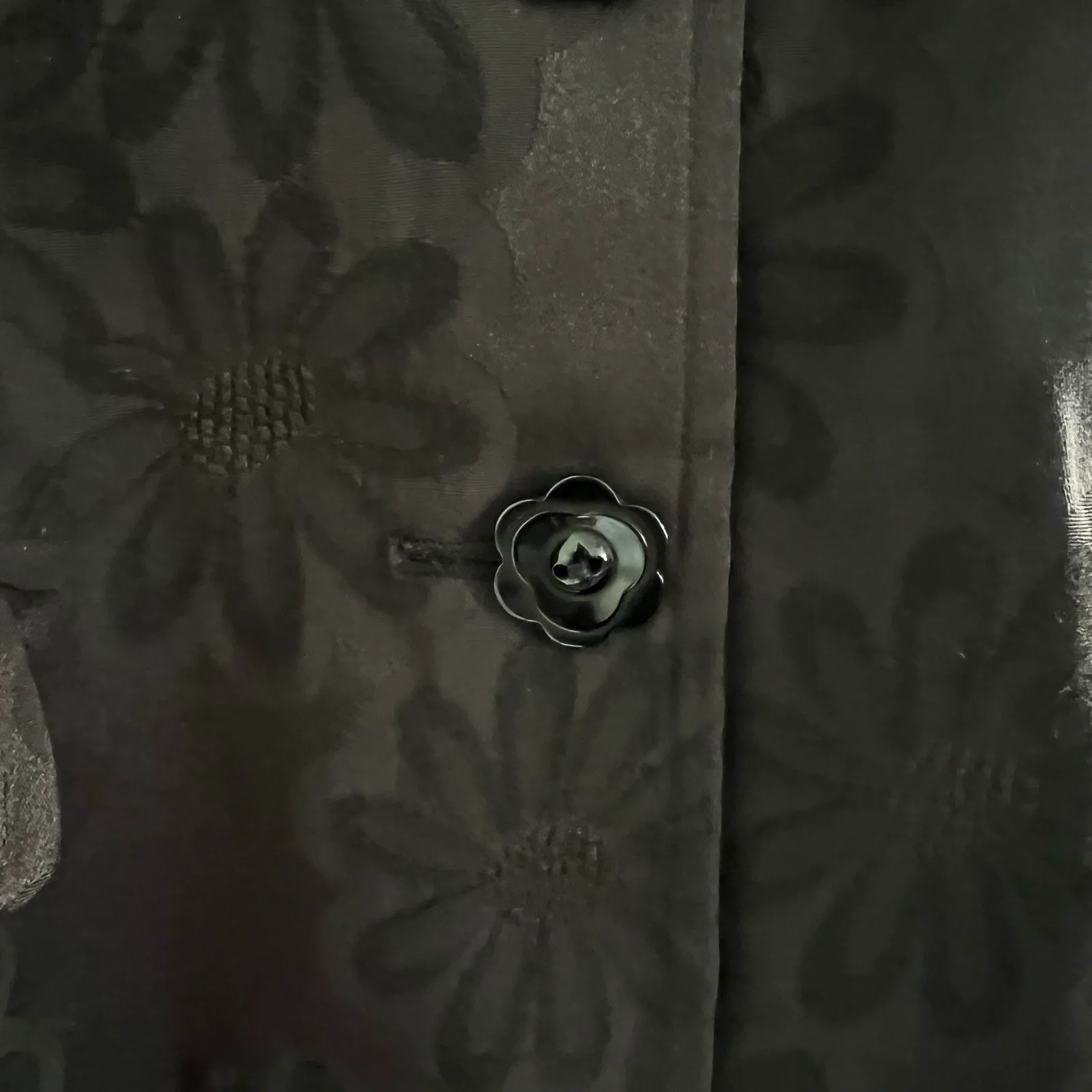 Spense Womens Black Floral Blazer Jacket 3/4 Sleeve Size Medium V Neck - Image 5