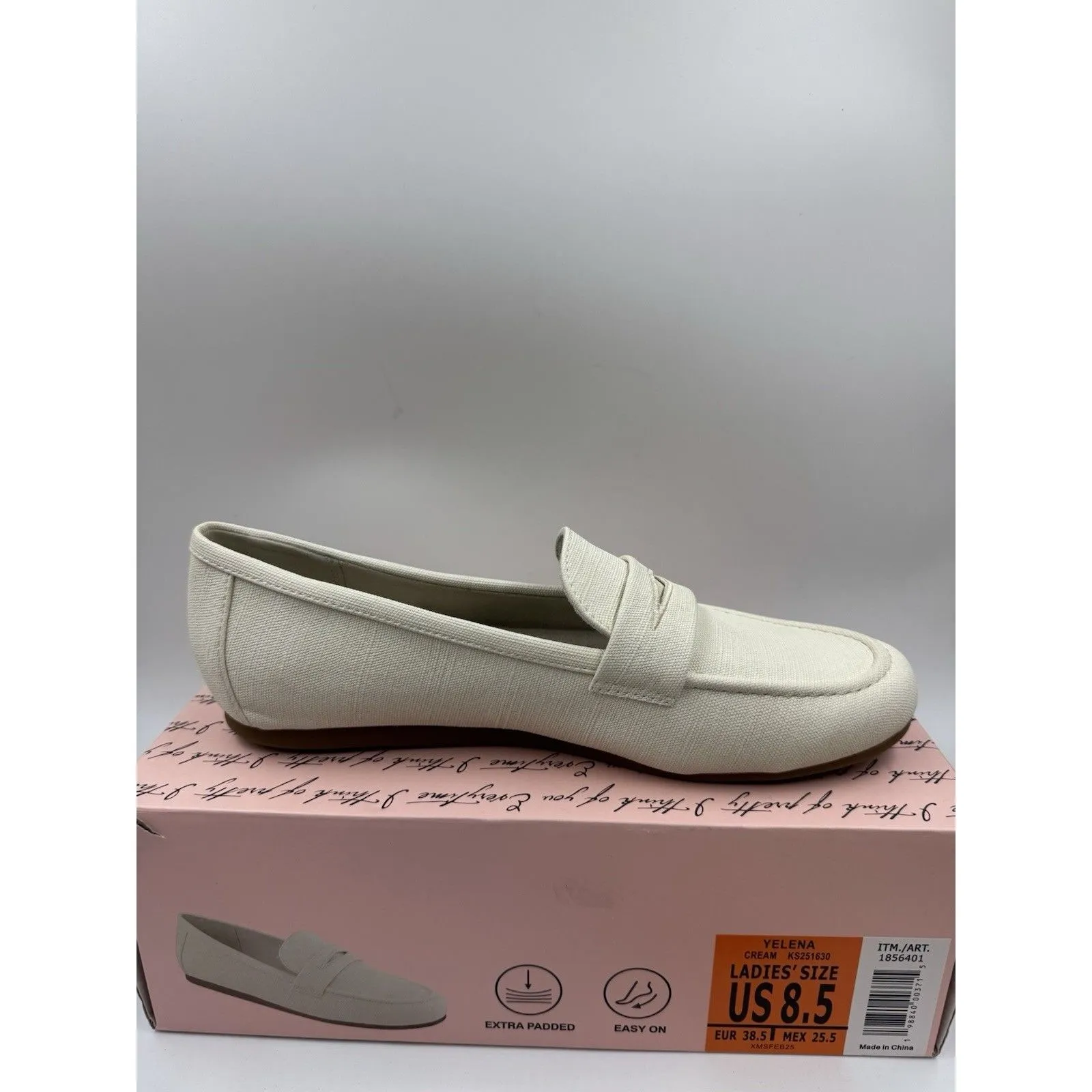 Kensie Womens 8.5 Shoes Beige Loafer Slip-On Canvas Padded Flexible Lightweight - Image 11