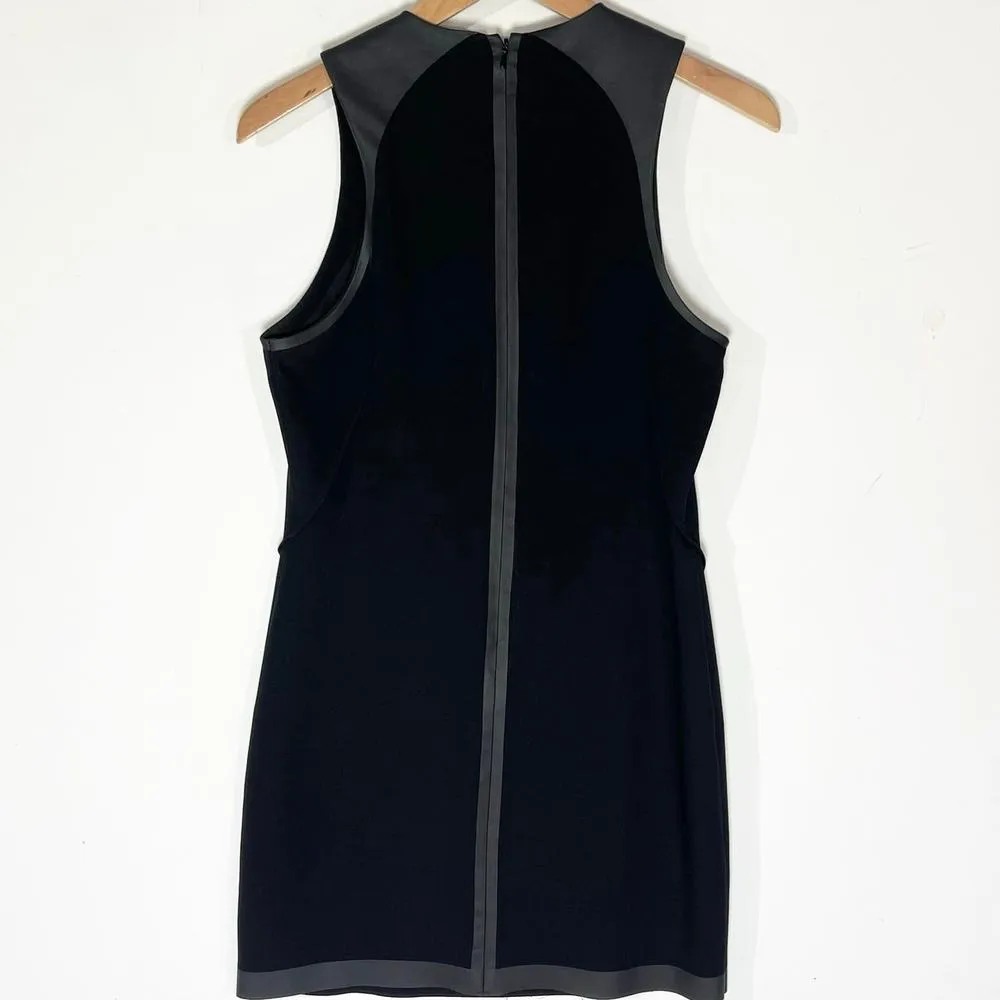 RAG & BONE Women’s Nudie Black Faux Leather Trimmed Sheath Mini Dress - Image 8