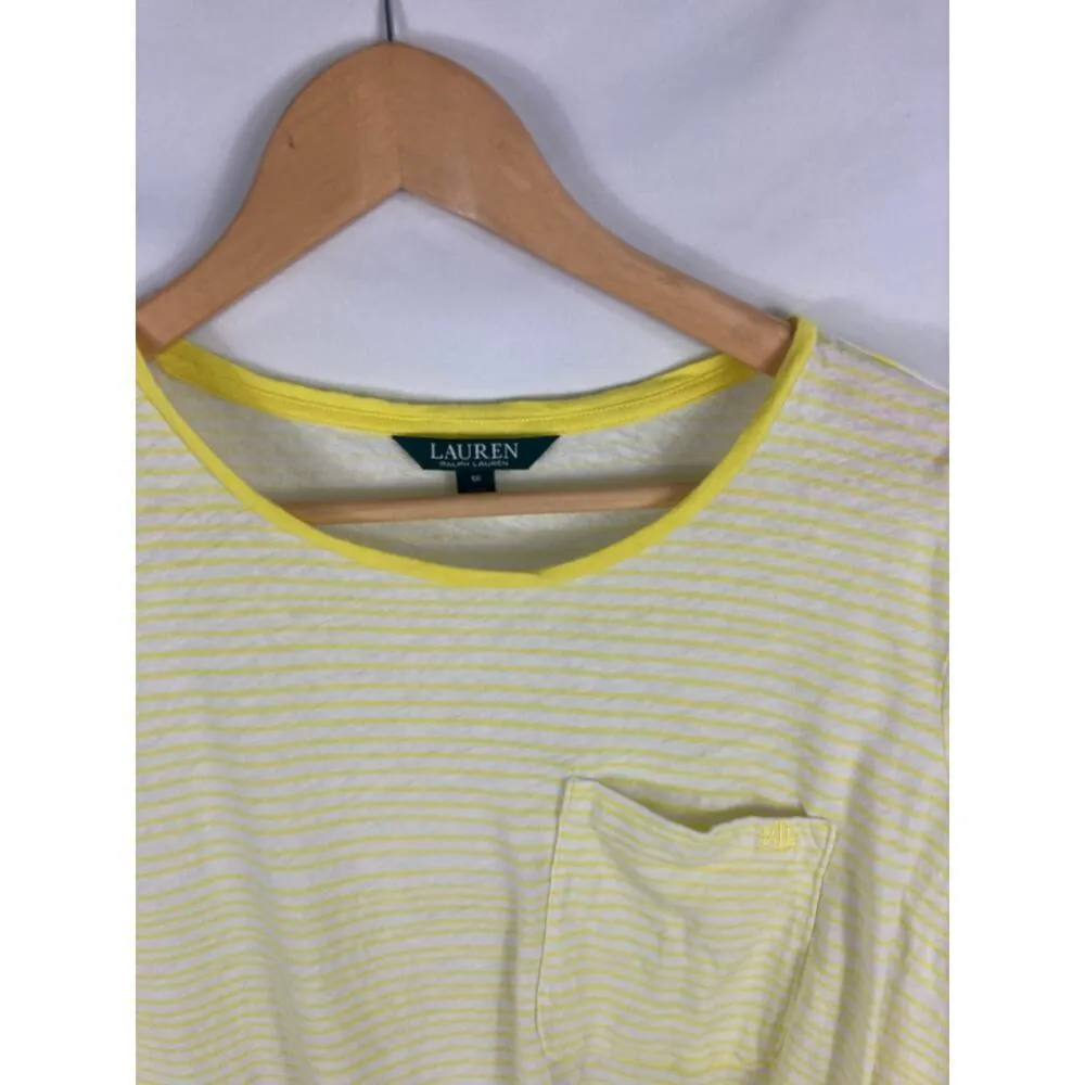 Lauren Ralph Lauren Short Sleeve Twist Bottom Striped Tshirt Size 1X - Image 3