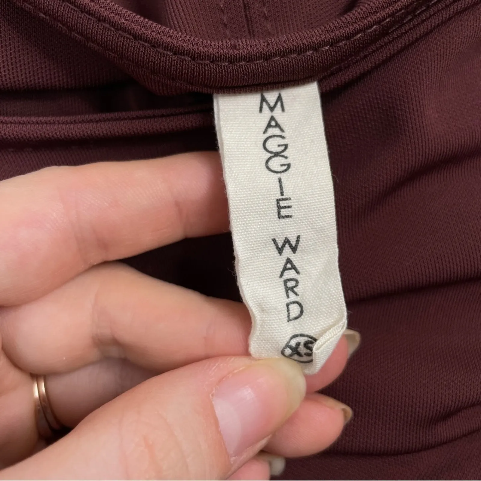 MAGGIE WARD Burgundy Black Tunic Mini Dress Womens Size XS Autumn Downtown Chic - Image 5