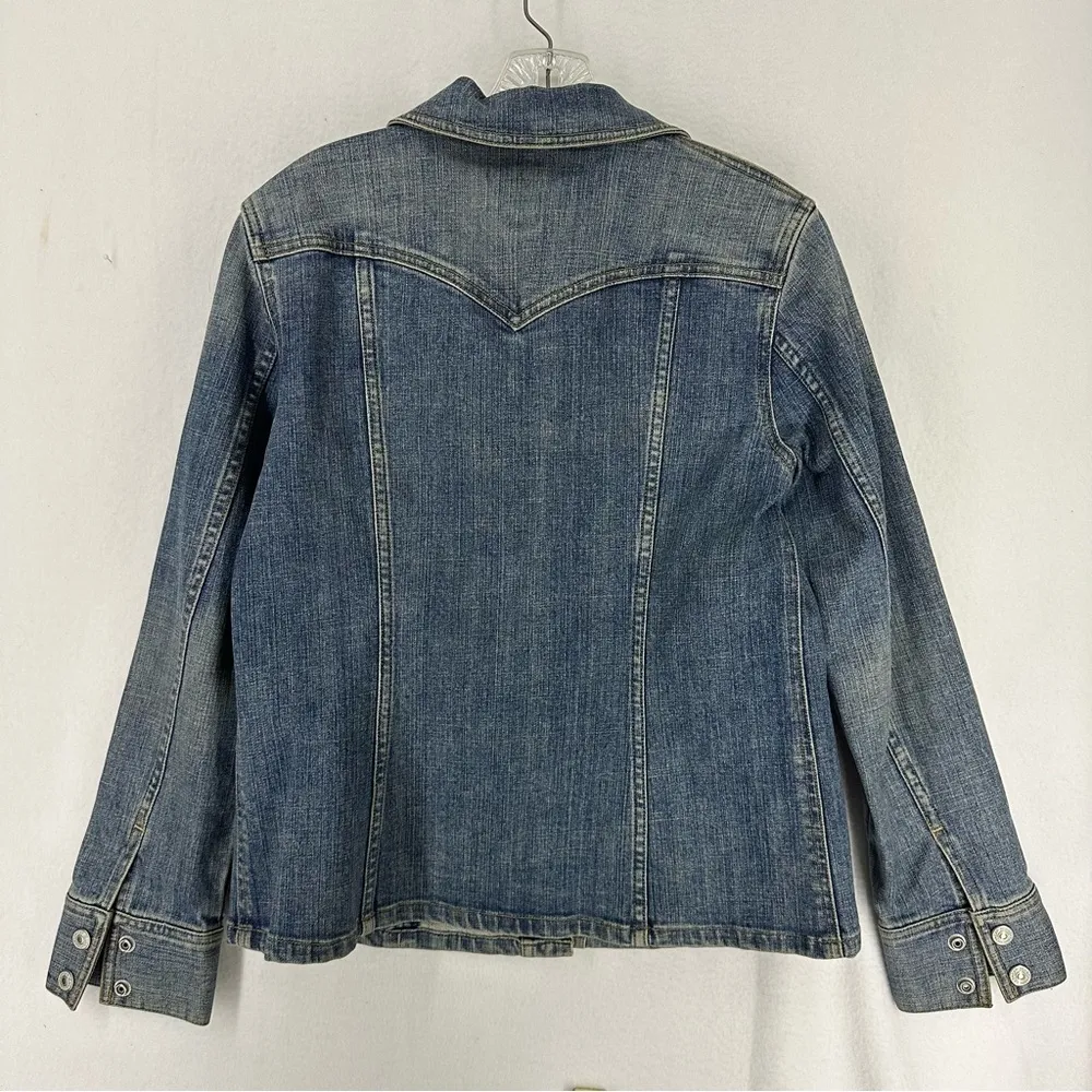 Gap Stretch Denim Jean Medium Wash Button Jacket Woman’s Small Blue - Image 5