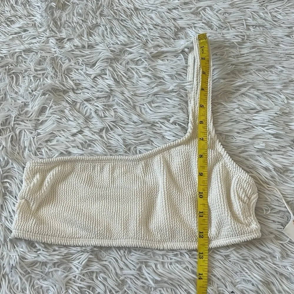 NEW GOOD AMERICAN CRINKLE HOT SHOULDER BIKINI TOP IVORY SIZE L/XL - Image 5