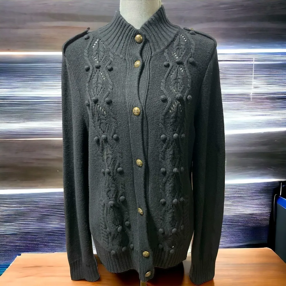 TALBOTS Cotton/ Cashmere Blend Button Front CARDIGAN SWEATER SZ Large - Image 2