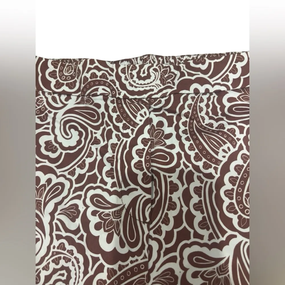 NWOT Boden Pull On Ankle Trousers Red Oak Summer Paisley Brown White Straight 10 - Image 7