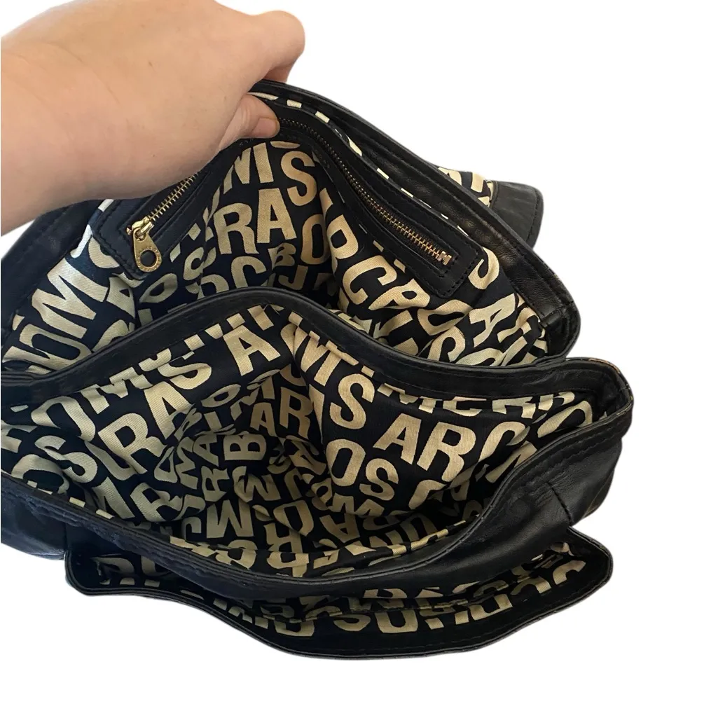 Y2K Marc by Marc Jacobs Turnlock Lydia black leather shoulderbag slouchy handbag - Image 4