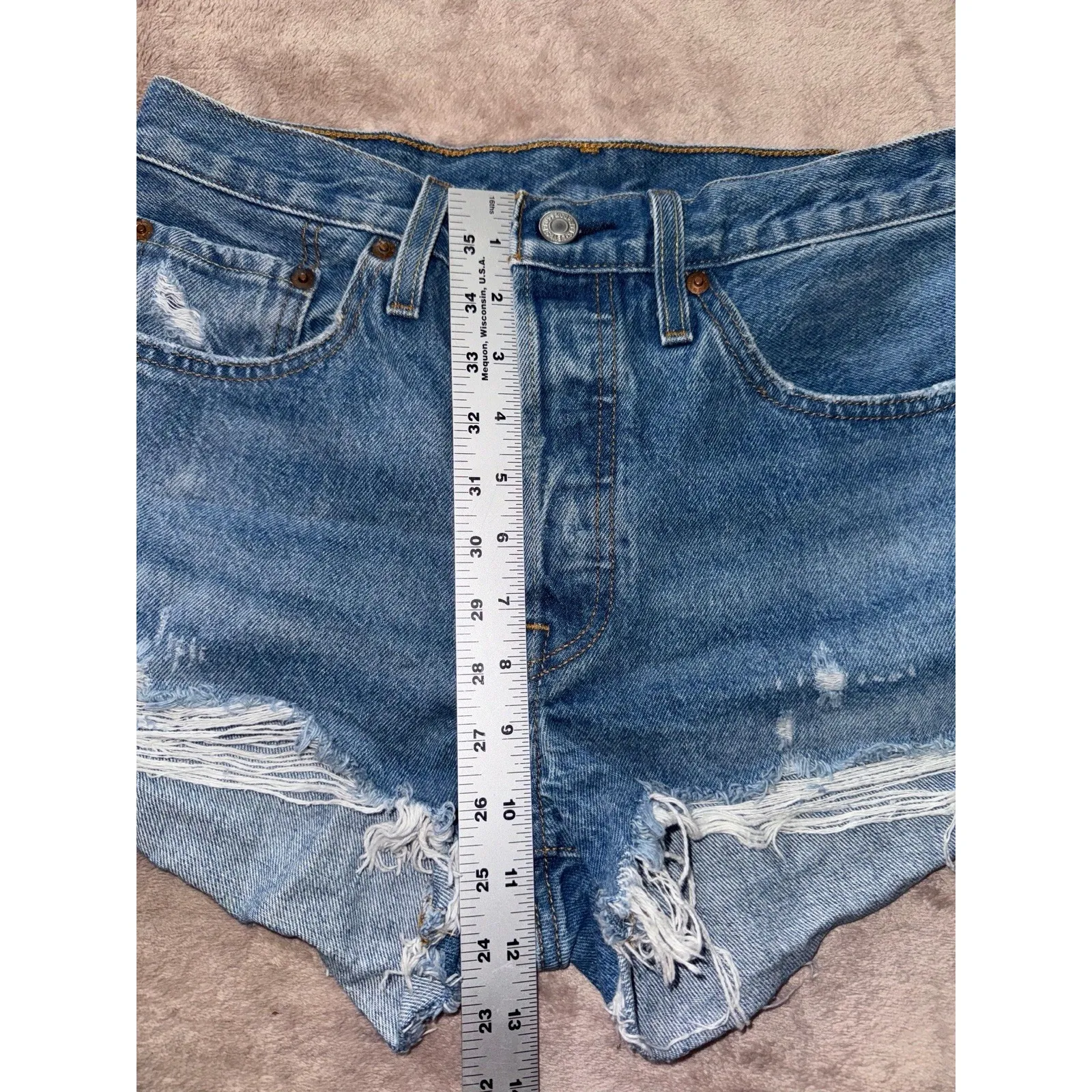 Levi's Women's 501 Original Premium High-Rise Jean Short Shorts Distressed Sz 28 - Image 9