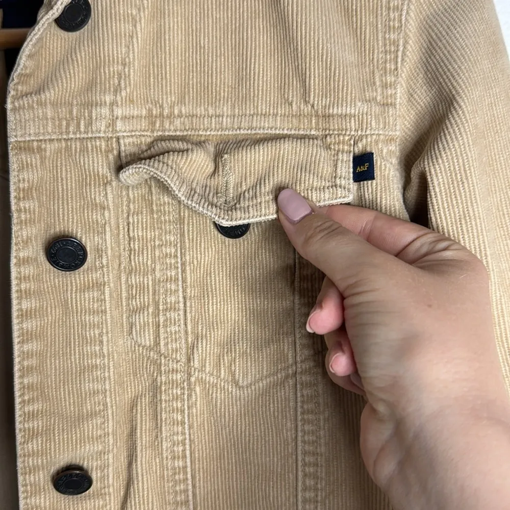 Abercrombie & Fitch Women’s Vintage Cotton Corduroy Jacket Tan Y2K size XS - Image 5