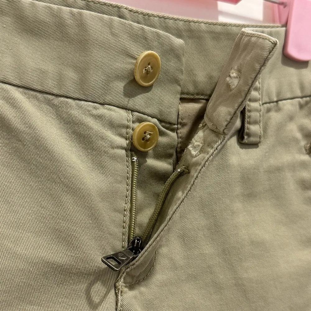 Vintage Juicy Couture Y2K Tan Khaki Mini Shorts Low Rise Buttons Size 4 Sailor - Image 5