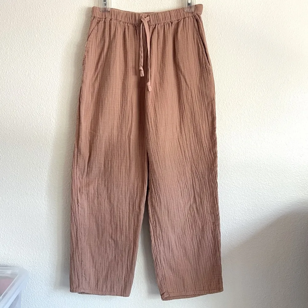 Wilfred Free 100% Organic Cotton brown pull on wide leg Sail Pant size S - Image 3