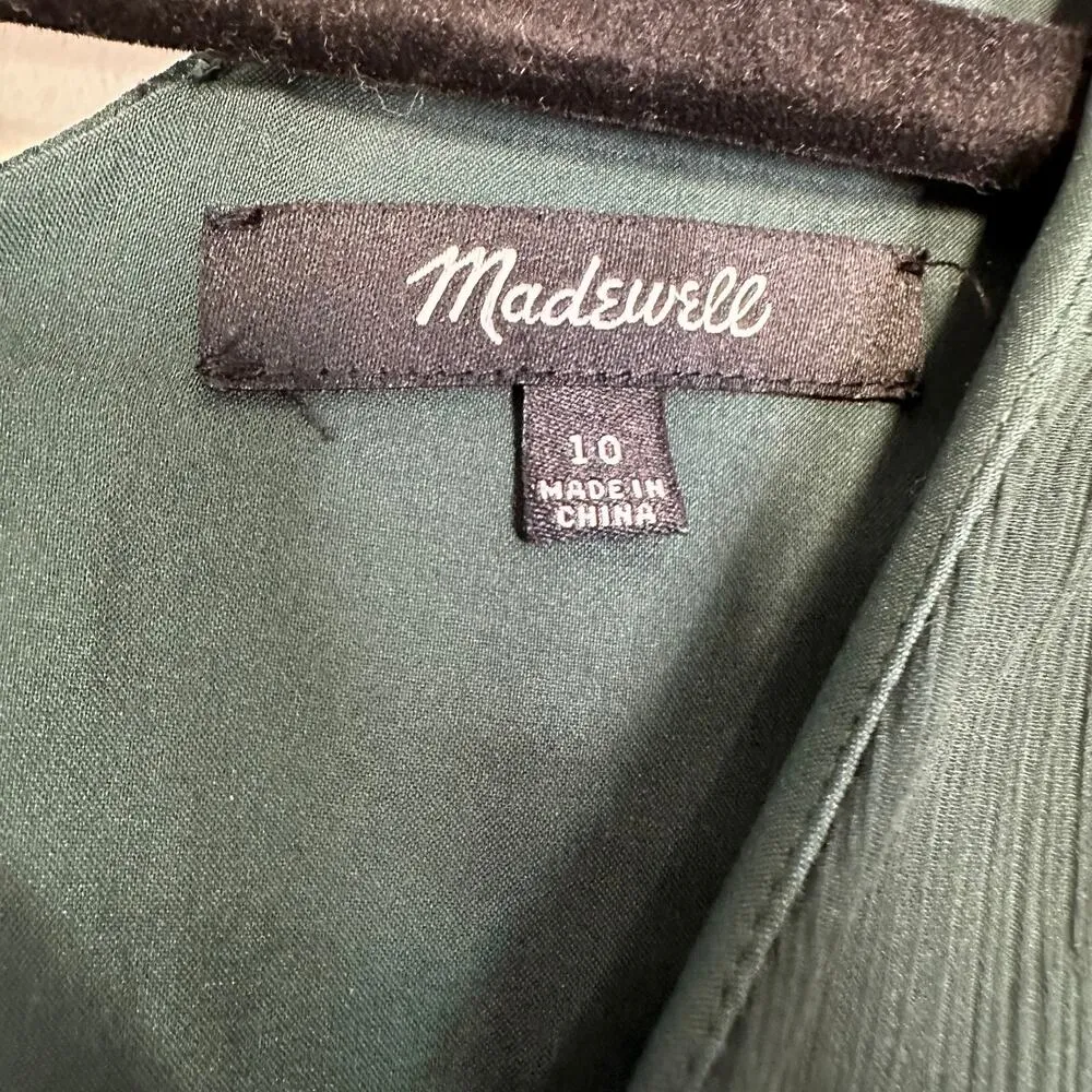 Madewell Dot Smocked Shoulder Dress in Polka Dot Smoky Spruce size 10 - Image 5