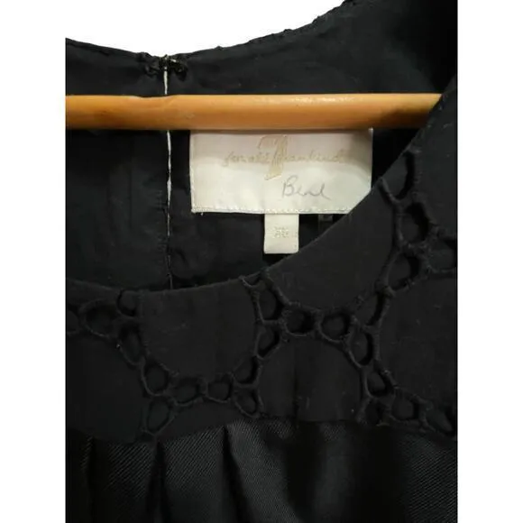 7 For All Mankind Black Causal Blouse Sleeveless Top 100% Silk w/ Eyelet Pattern‎ - Image 2