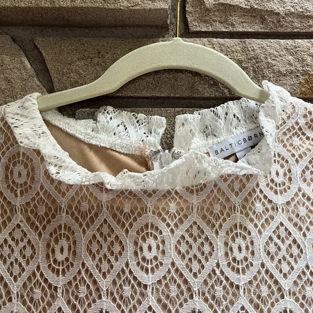 Baltic Born Windsor Lace Tiered Midi Dress Ivory Nude Size XS Cottagecore - Image 7