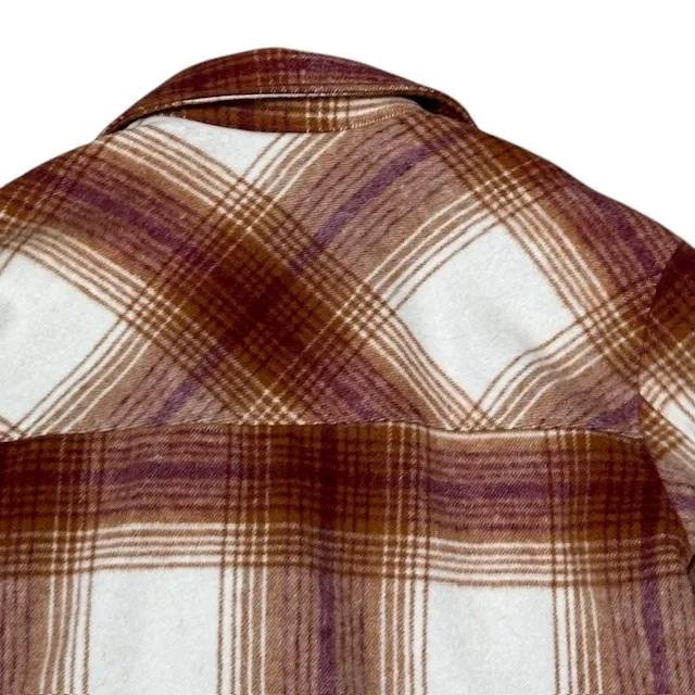 Thread & Supply Womens Plaid Shacket Shirt Jacket Brown White Overshirt Sz Small - Image 12