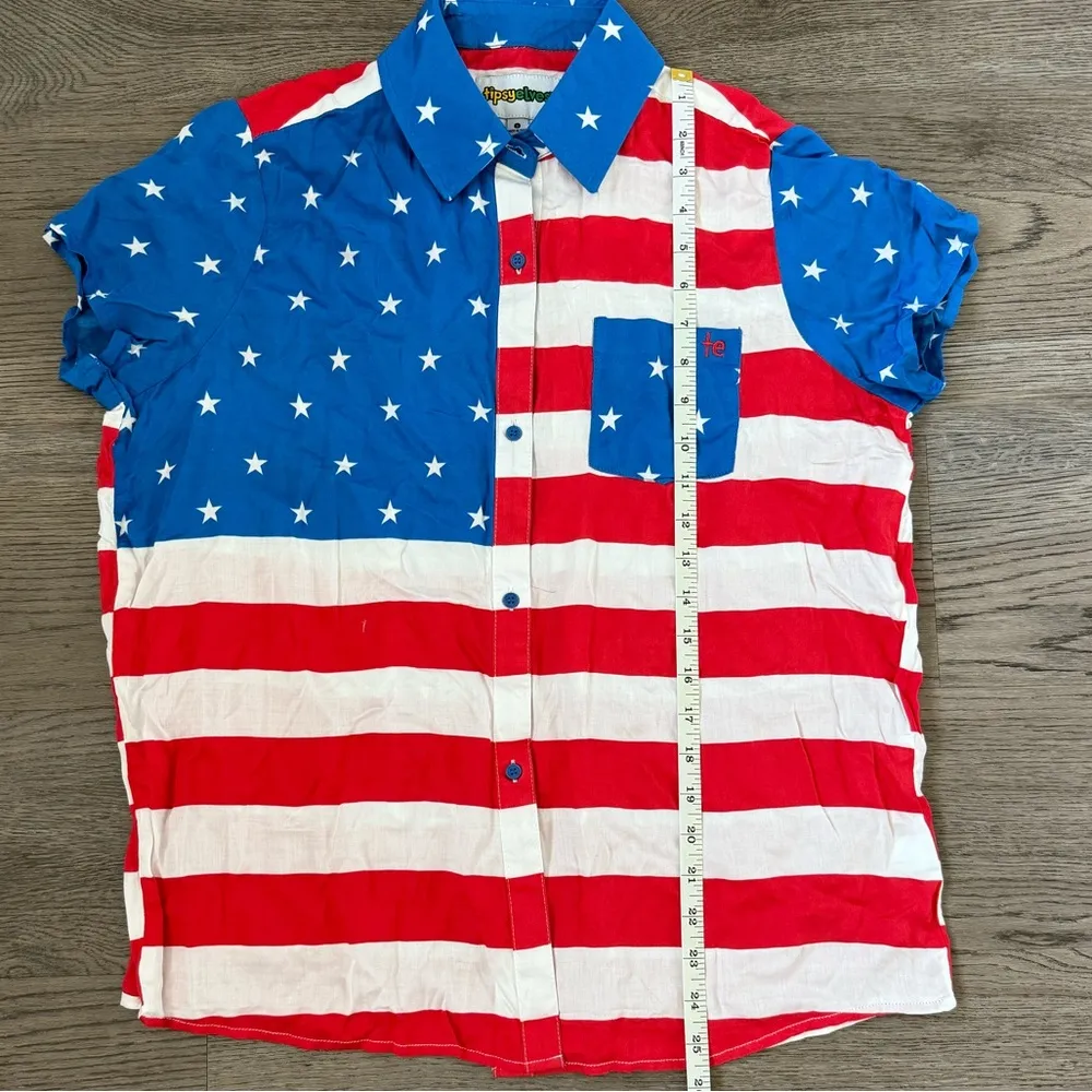 Tipsy Elves American Flag Button Down Shirt - Size S - Red/White/Blue - NWOT - Image 7