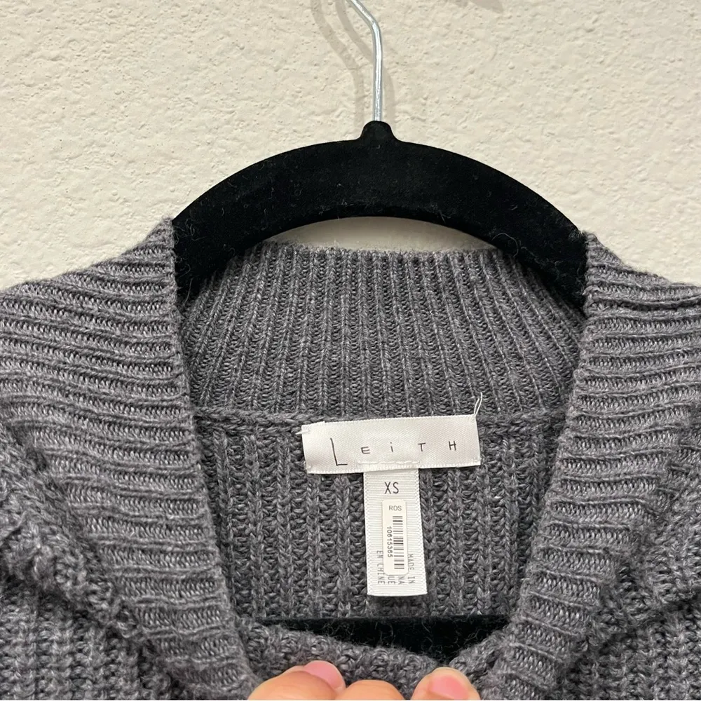 Leith Blouson Sleeve Grey Ribbed Sweater Size XS - Image 3