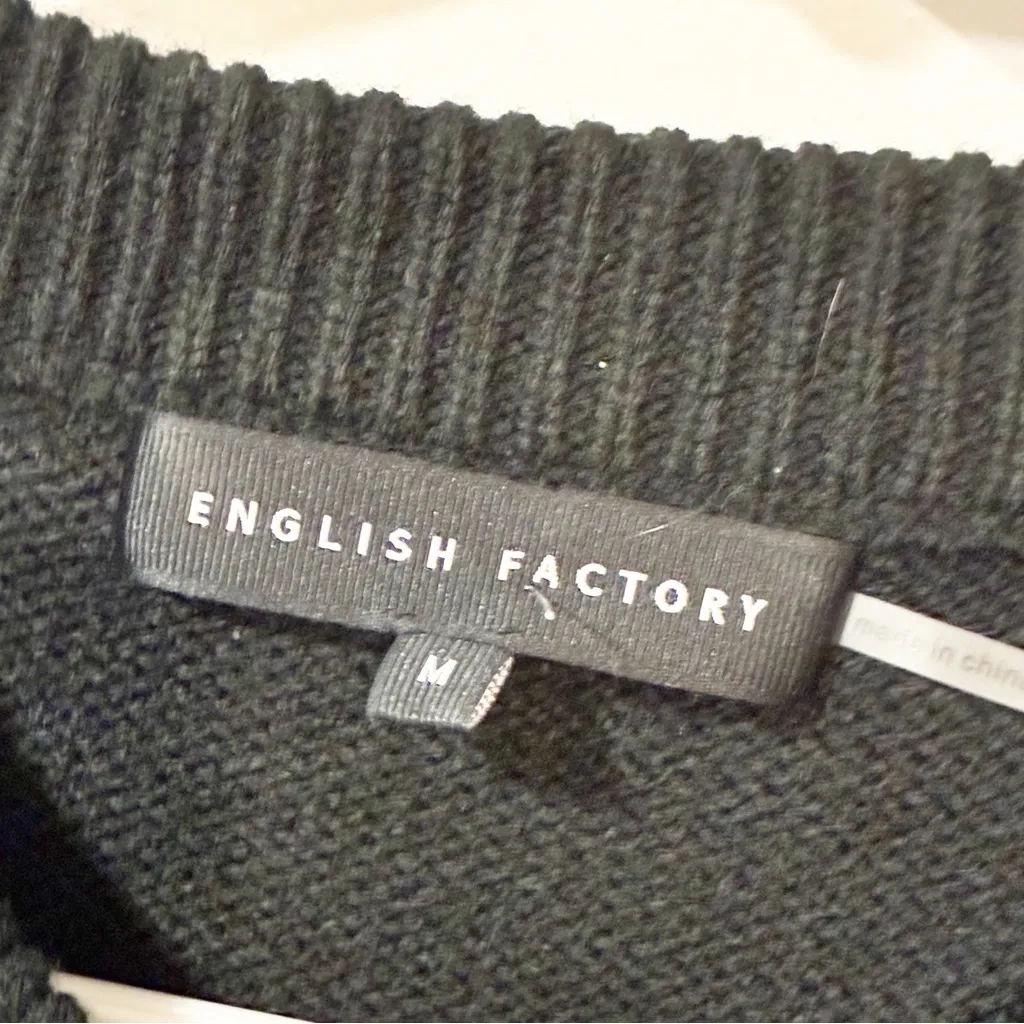 English Factory Disco Black Women's Glitter Lettering Sweater Size Medium - Image 4