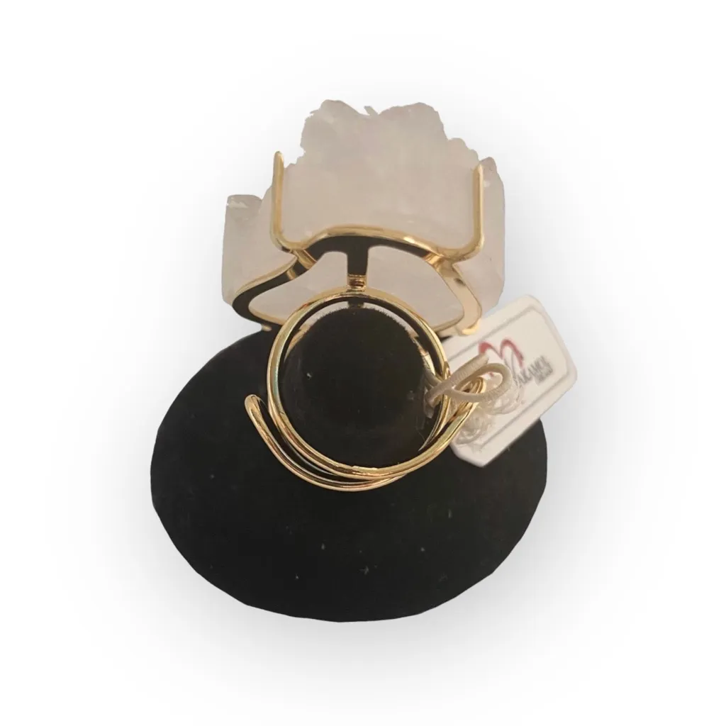 new Nakamol Jewels ☀︎︎ Thai Raw Organic Quartz Ring ☀︎︎ Gold Tone ☀︎︎ Sparkling White - Image 5