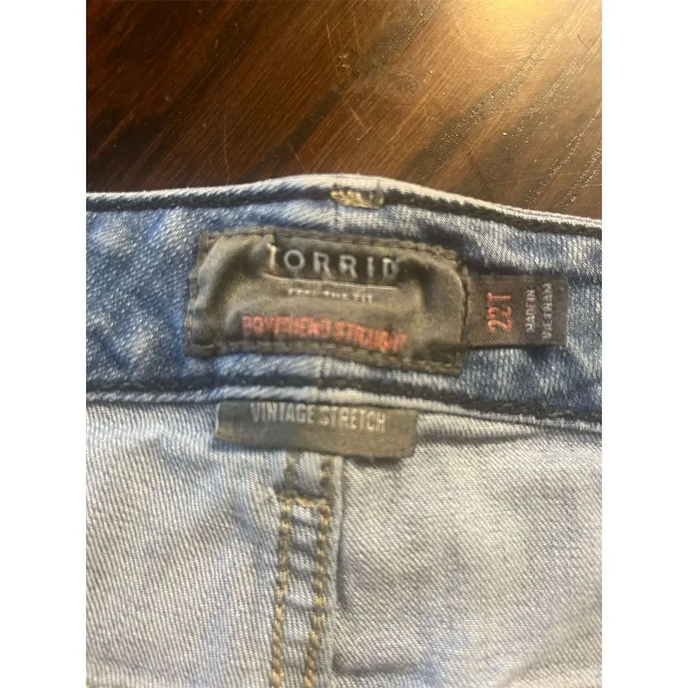 Torrid Boyfriend Straight Distressed  High Rise Stretch‎ Plus Size Jeans 22T - Image 3