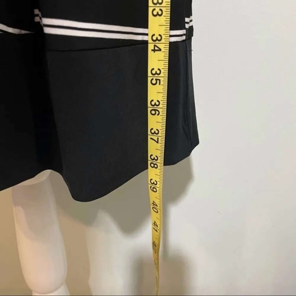 NWOT Black White Stripe Short Sleeve Scoopneck Swing Dress T-Shirt Pockets New - Image 5