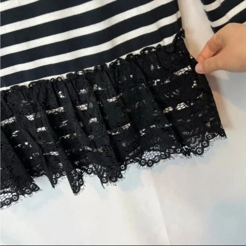 Kate Spade Broome Street Boatneck Black White Stripe 3/4 Sleeve Blouse S - Image 5