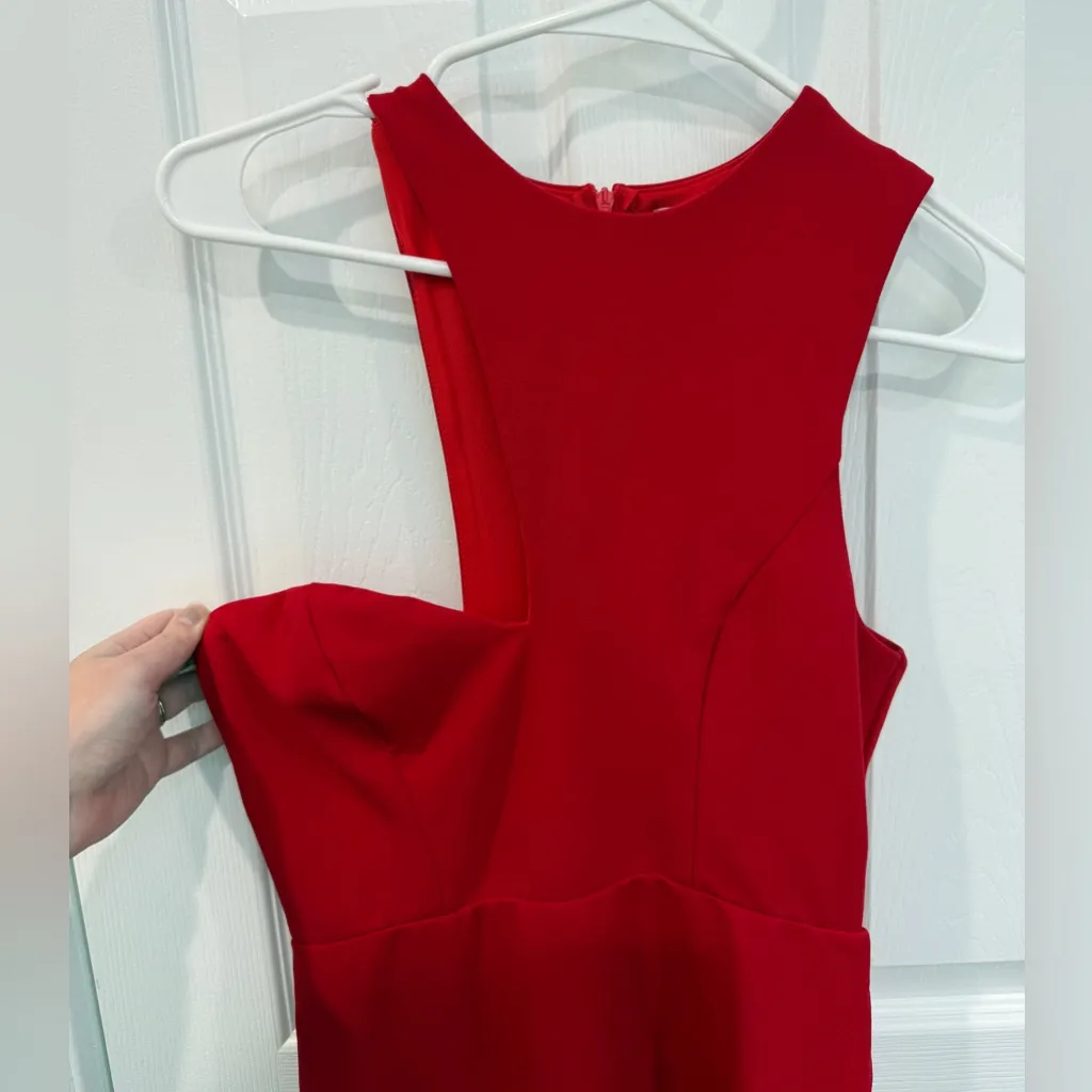 Hello Molly Girl in the Shadow Midi Asymmetrical Red Dress Women’s Size Small - Image 3