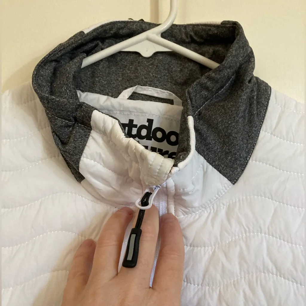 🌞Outdoor Ventures White Puffer with Gray Long Sleeve Lightweight Jacket #O Size L - Image 8