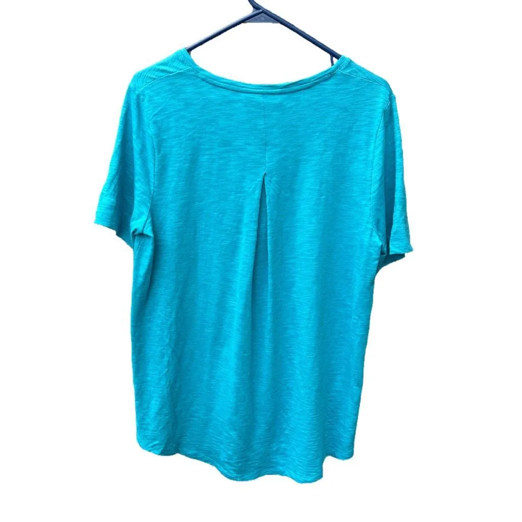 Chico’s size Medium  slub cotton modal tunic over sized teal top. - Image 2