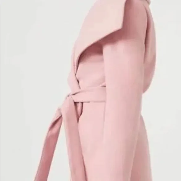 Forever 21 Hot Pink Belted Wrap Coat, Size Small - Image 6