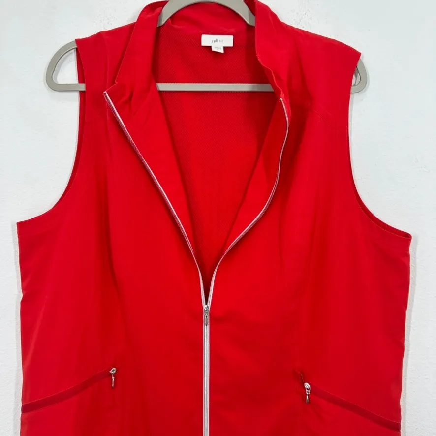 J Jill Fit Size XL Red Zip Up Sleeveless Vest Lightweight Windbreaker Athletic - Image 3