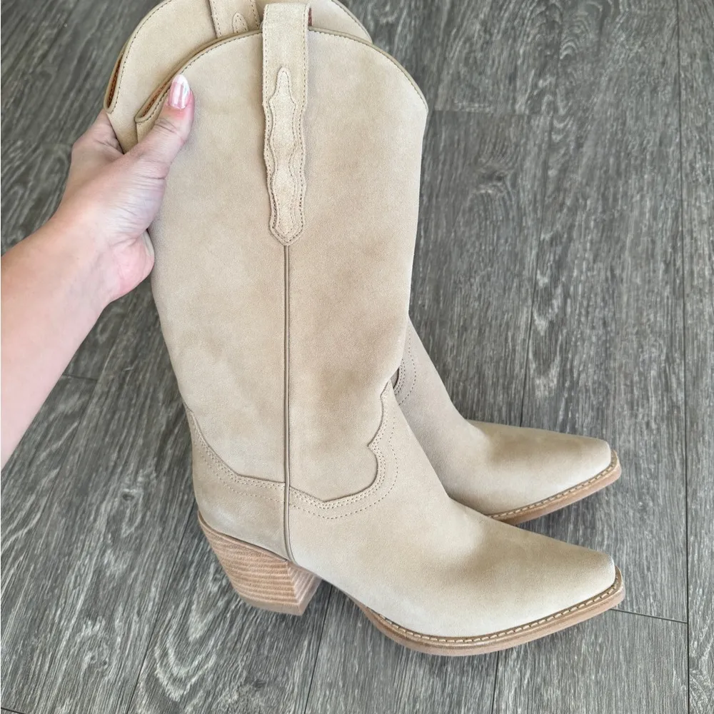 JEFFREY CAMPBELL Tan Suede Western Boots 8 - Image 6