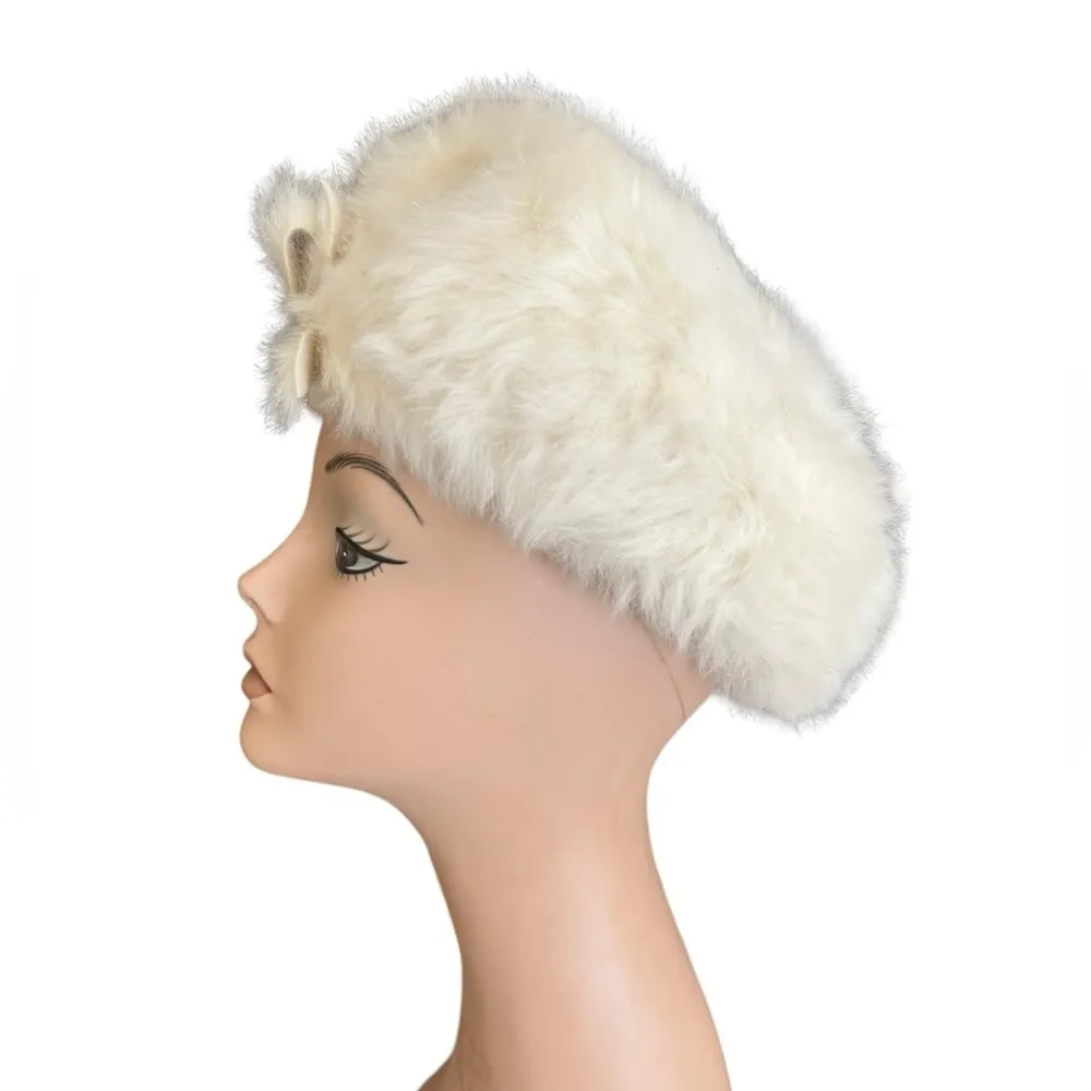 Suzy Lee Of California Fur Hat With Rhinestone Buckle Detail - Image 3