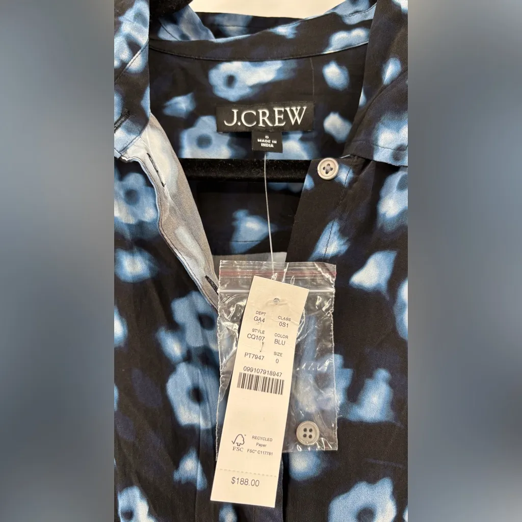 J.Crew Cerise shirt-dress in blurry floral crepe de chine - Image 4