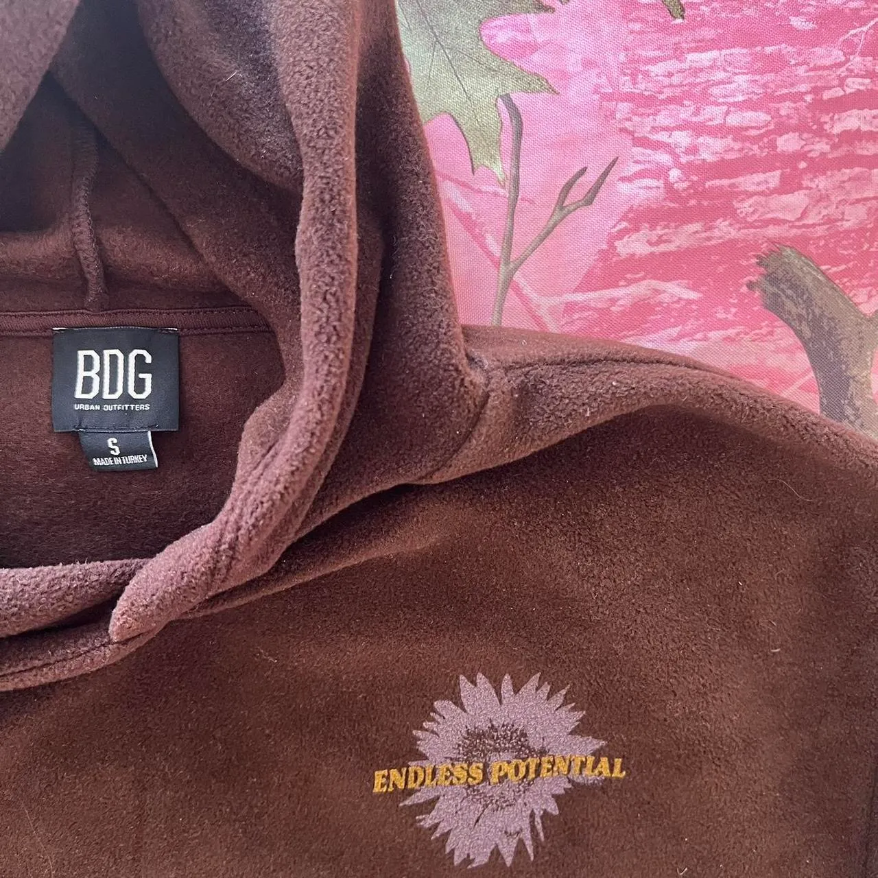 chocolate brown fleece hoodie - Image 4