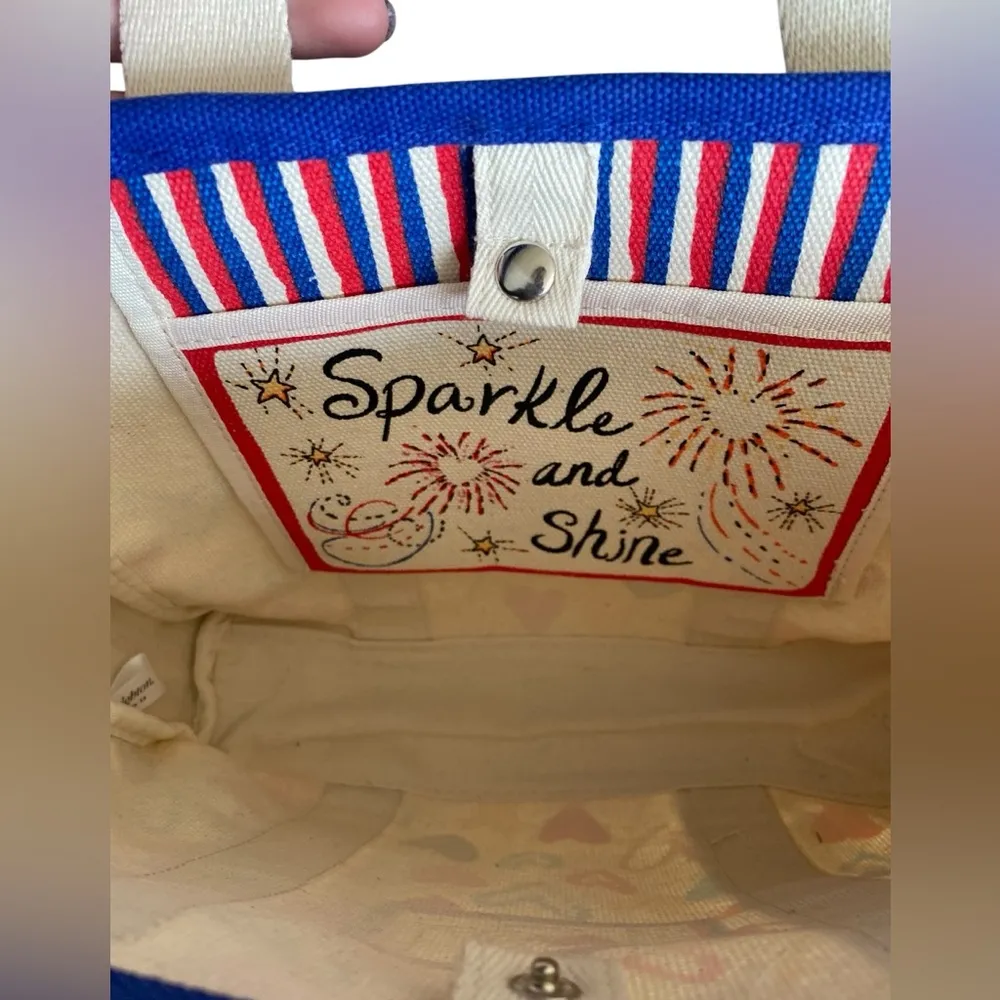 Brighton Red, White and You Mini Canvas Tote EUC - Image 4