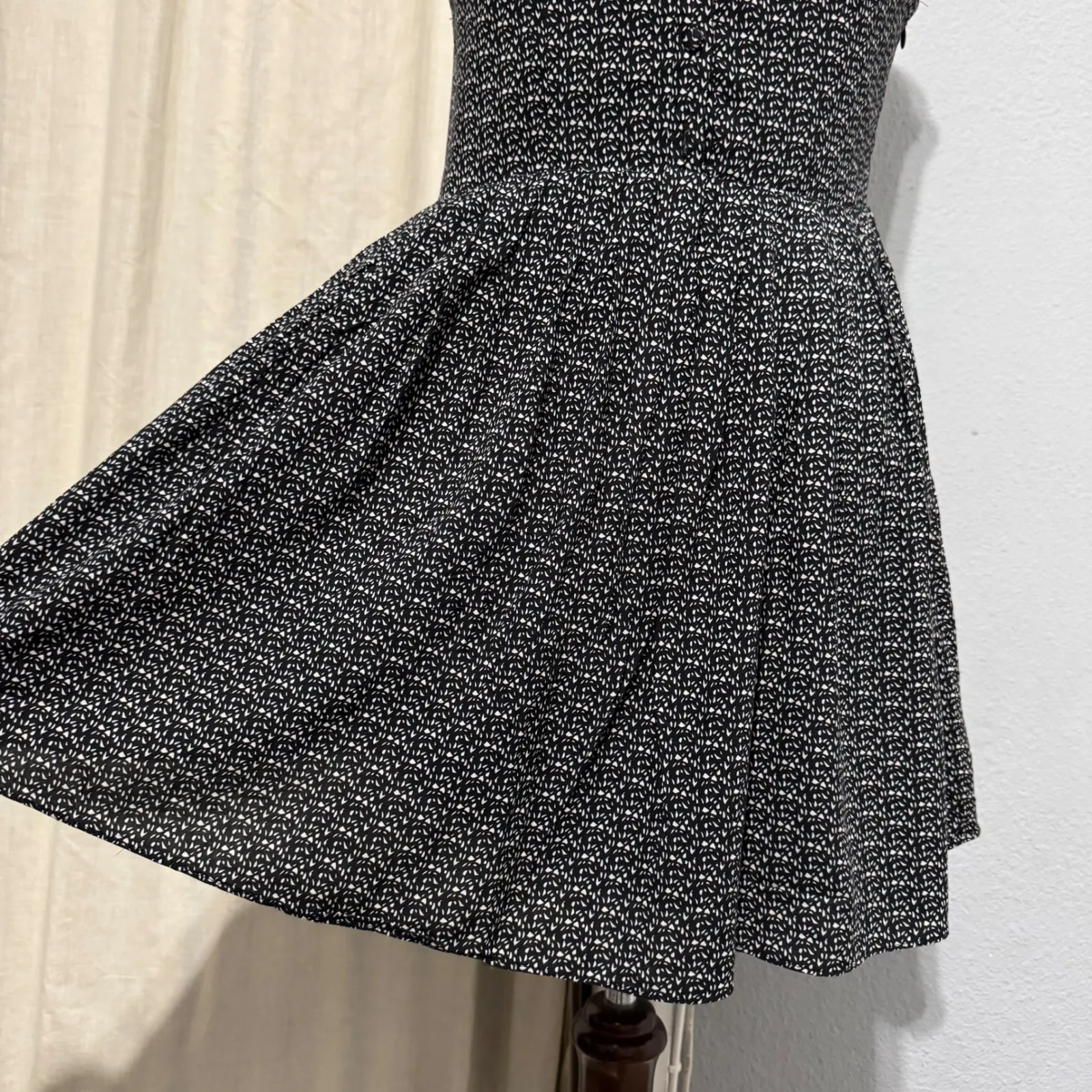 Ladakh Black White Geometric Print Fit Flare Zip Dress Women Size 4 Cutout - Image 6